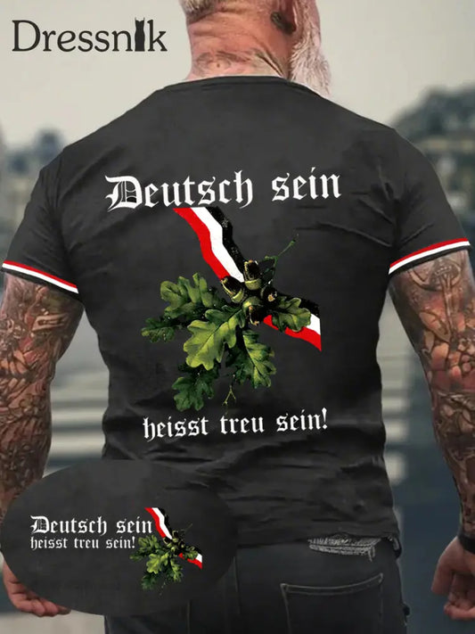 Herren Deutsch Sein Heisst Treu Sein bedrucktes Kurzarm-T-Shirt Schwarz / S
