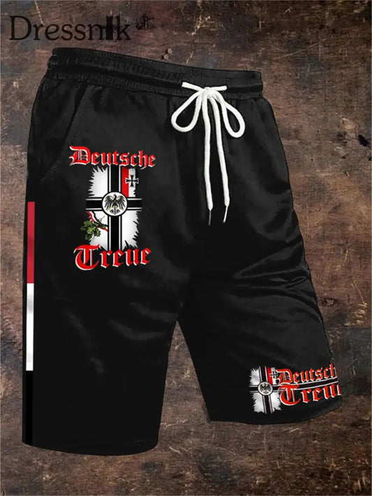 Herren Deutsches Reich bedruckte Hosen Shorts Schwarz / S