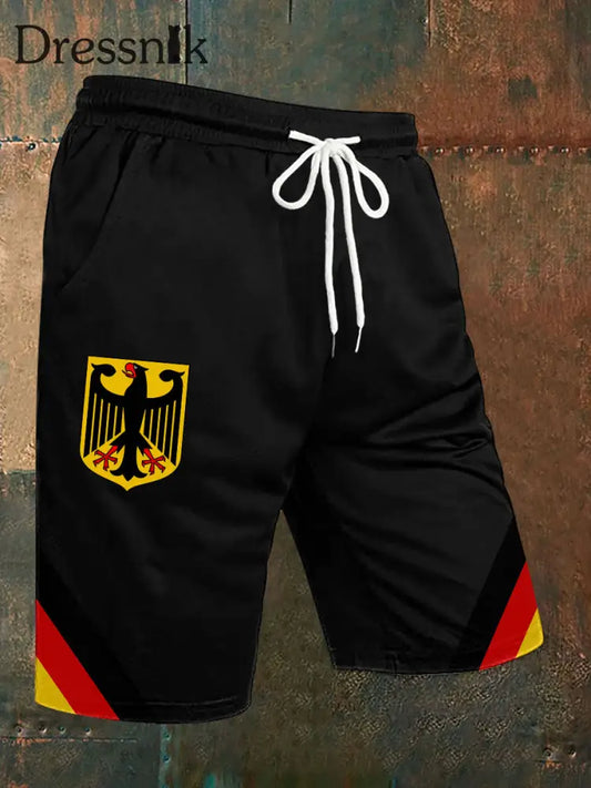 Herren-Deutschland Print Freizeit shorts Schwarz / S