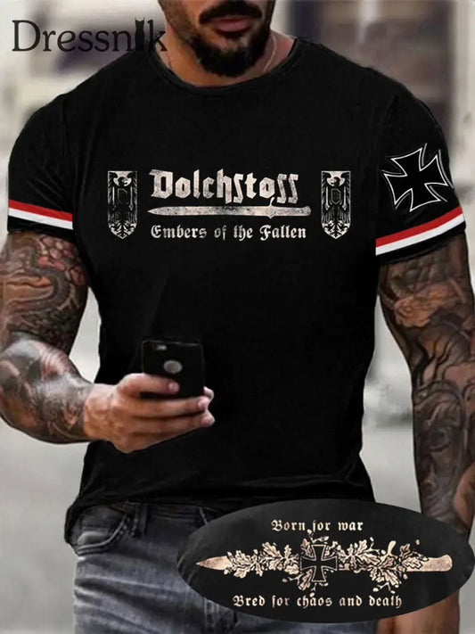 Herren Dolch stoss Glut des gefallenen T-Shirts Schwarz / S