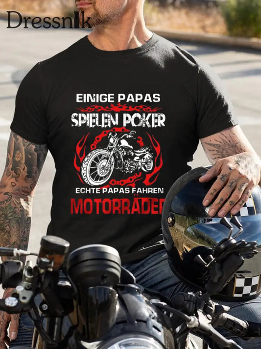 Herren Einige Papas spielen poker echte Papas fahrener Motorrad bedrucktes Kurzarm-T-Shirt Schwarz / S