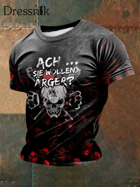 Herren Frei & Böse bedrucktes Kurzarm-T-Shirt Schwarz / S