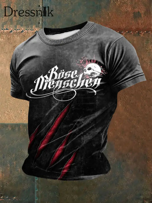 Herren Frei & Böse bedrucktes Kurzarm-T-Shirt Schwarz / S