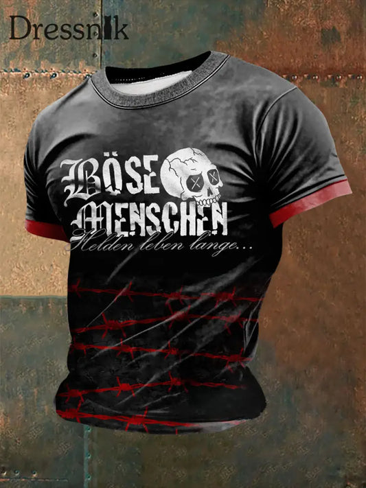 Herren Frei & Böse bedrucktes Kurzarm-T-Shirt Schwarz / S