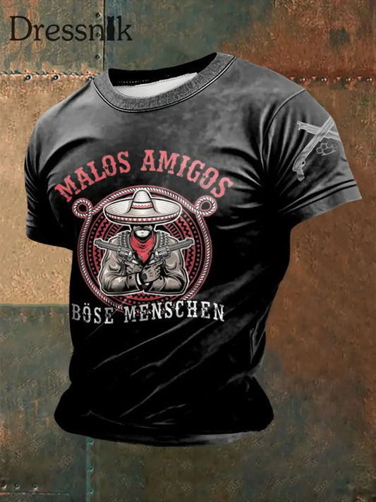 Herren Frei & Böse bedrucktes Kurzarm-T-Shirt Schwarz / S