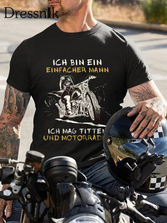 Herren Ich bin ein einfach mann bedrucktes Kurzarm-T-Shirt Schwarz / S