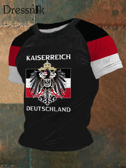 Herren Kaiserreich Deutschland Print Kurzarm T-Shirt Schwarz / S