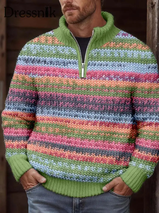 Herren Kontrast farbe Gemütlicher Strick pullover als bild / S