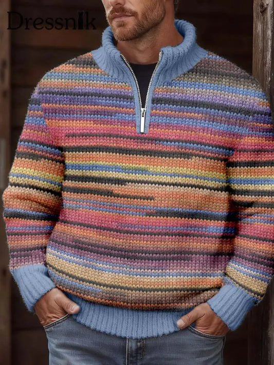 Herren Kontrast farbe Gemütlicher Strick pullover als bild / S
