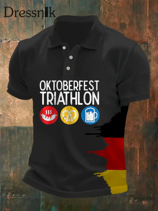 Herren Loses Basic V-Ausschnitt bedrucktes Kurzarm-T-Shirt Schwarz / S