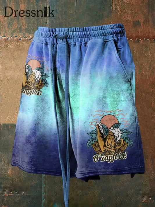 Herren Oktoberfest O’zapft ist bedruckte Shorts blau / S