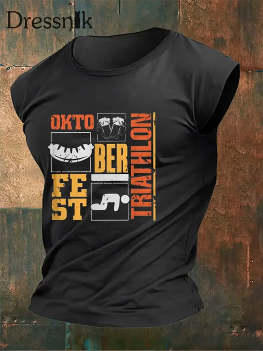 Herren Oktoberfest Triathlon Lustige Trink weste Top Schwarz / S
