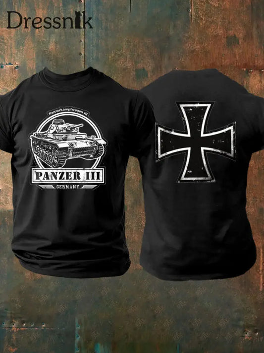 Herren Panzer III T-Shirt Schwarz / S