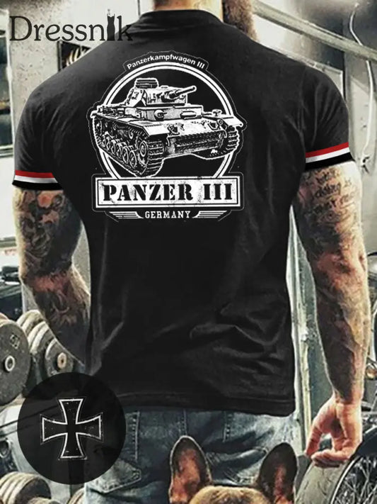 Herren Panzer III T-Shirt Schwarz / S