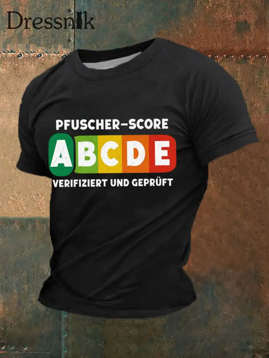 Herren Pfuscher Score bedrucktes Kurzarm-T-Shirt Schwarz / S