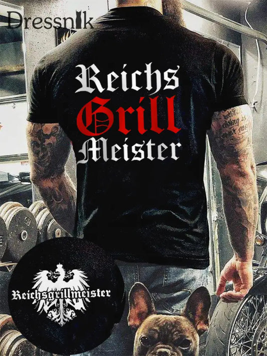 Herren-Reichs grill meister bedrucktes Kurzarm-T-Shirt Schwarz / S