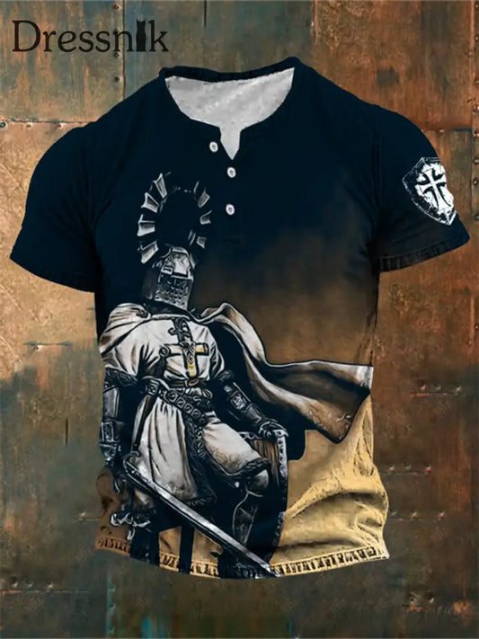 Herren Retro Knight Faith Kurzarm T-Shirt als bild / S