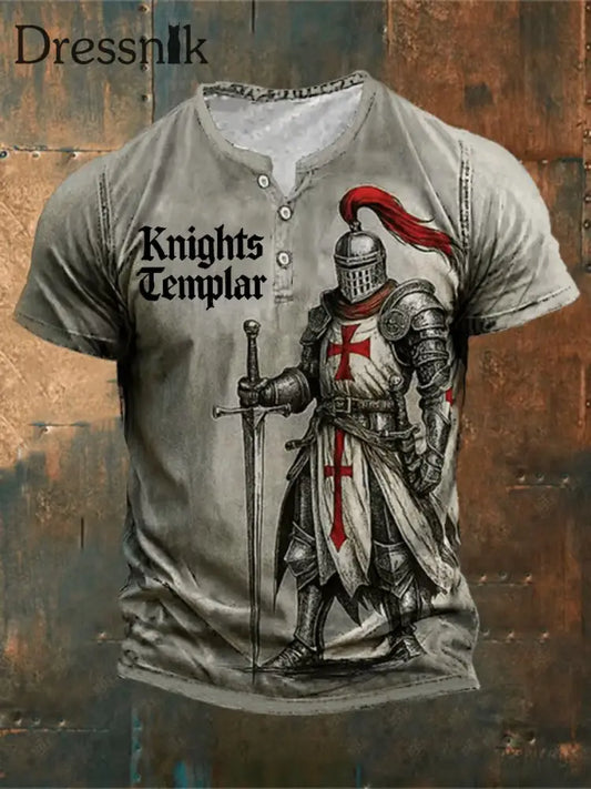 Herren Retro Knight Faith Kurzarm T-Shirt Khaki / S