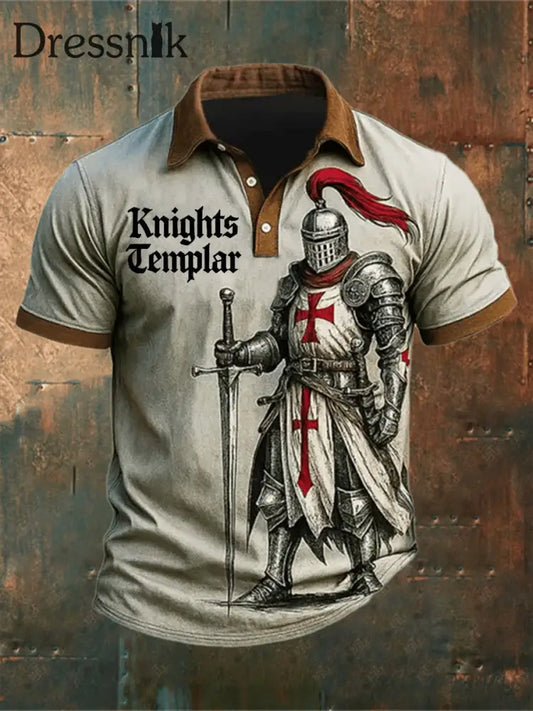 Herren Retro Ritter Faith Kurzarm Polo-Shirt Khaki / S