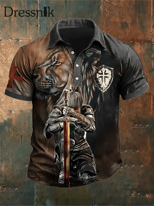 Herren Retro setzen auf die volle Rüstung von Godd Faith Printed POLO Shirt als bild / S