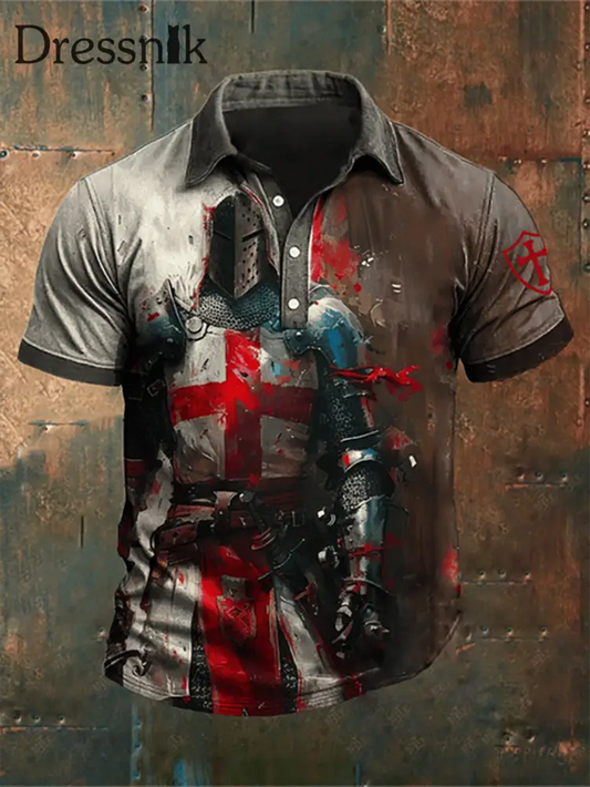 Herren Retro setzen auf die volle Rüstung von Godd Faith Printed POLO Shirt als bild / S