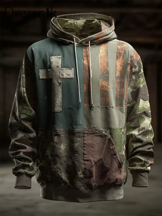 Herren Retro Western Faith Print Casual Hoodie als bild / S