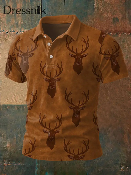 Herren Retro Western Print Casual Top Braun / S