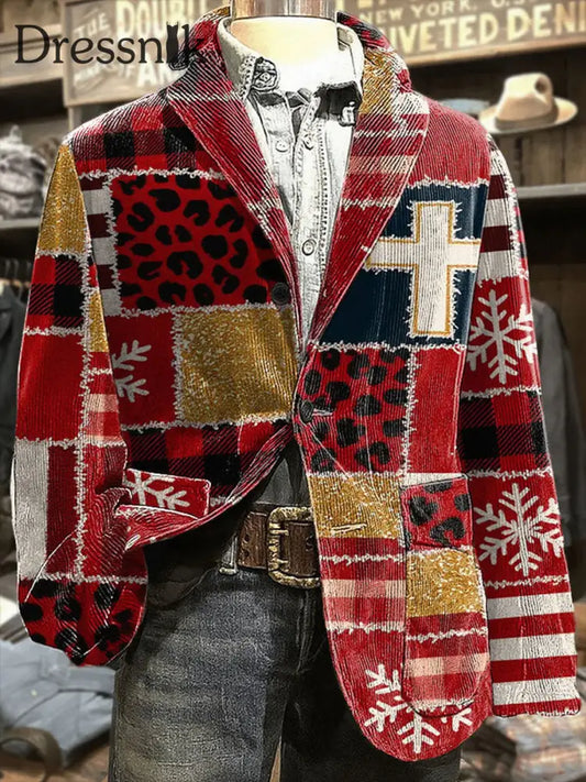 Herren Retro Western Style Weihnachten Casual Blazer als bild / S