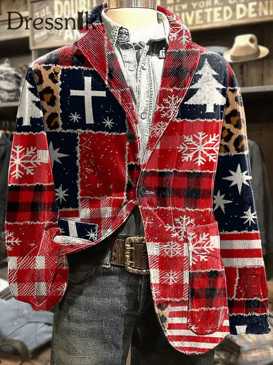 Herren Retro Western Style Weihnachten Casual Blazer als bild / S