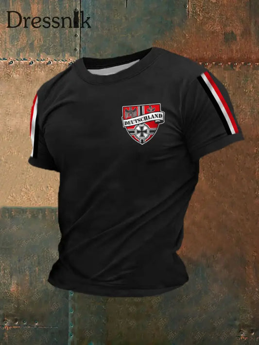 Herren schwarz weiß rot kurze Ärmel T-Shirt Schwarz / S