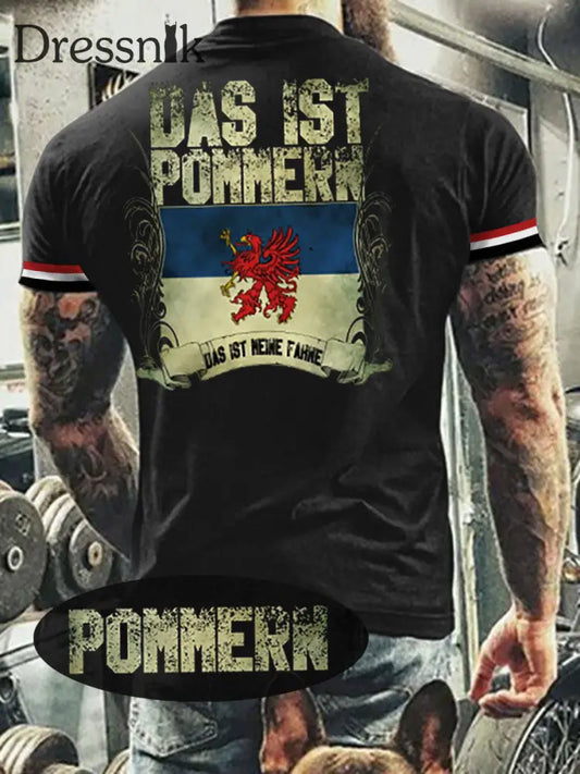 Herren T-Shirt Meine Fahne Pommern Schwarz / S
