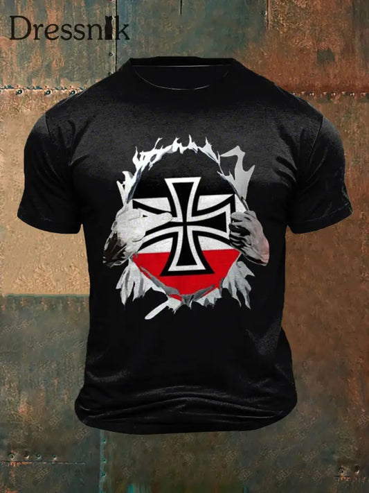 Herren T-Shirt mit kurzen Ärmeln Deutsch Schwarz / S