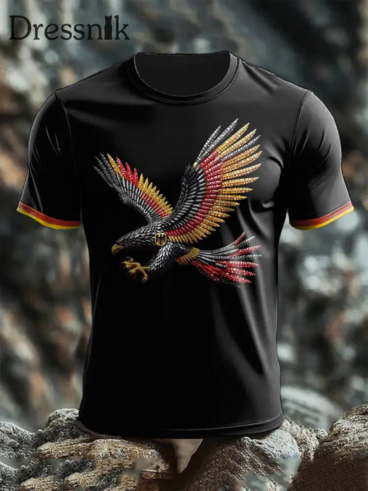 Herren T-Shirt mit kurzen Ärmeln deutscher Adler druck Schwarz / S