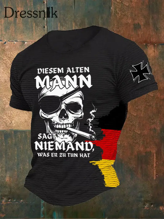 Herren-T-Shirt Rebell ischer alter Mann bedruckt Schwarz / S