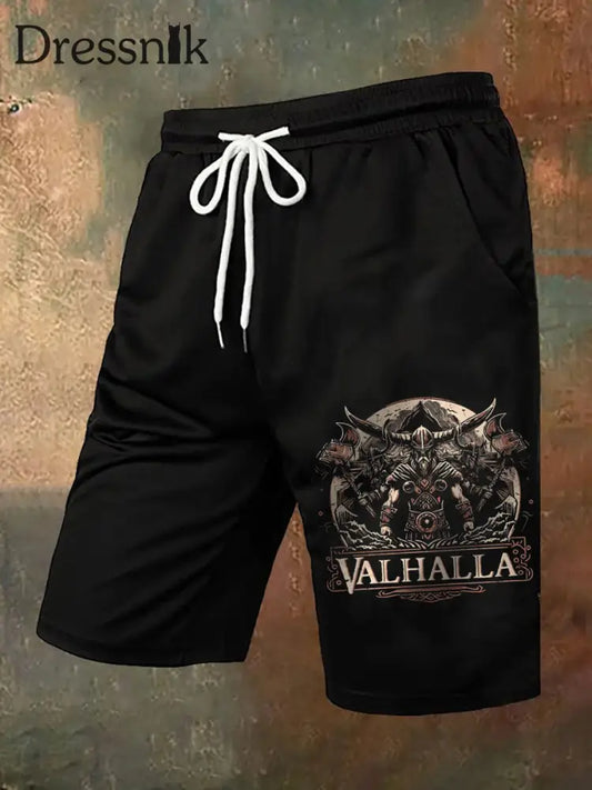 Herren Val halla Viking Print Freizeit shorts Schwarz / S