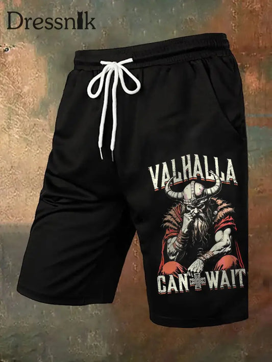 Herren Val halla Viking Print Freizeit shorts Schwarz / S