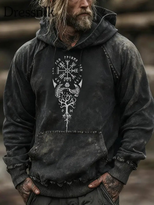 Herren Viking Hoodie Schwarz / S