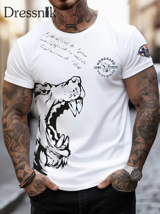 Herren Viking Wolf T-Shirts Weiß / S
