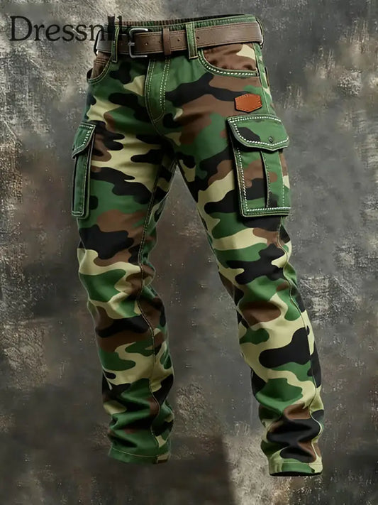 Herren Vintage Camouflage Distressed Pocket Work Pants als bild / S