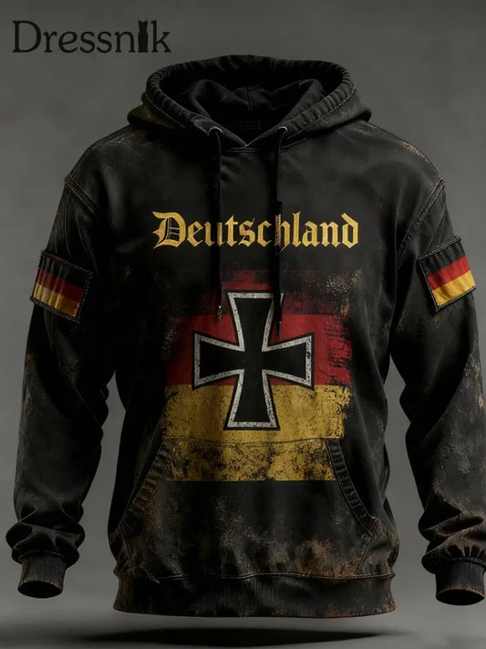 Herren Vintage Deutsche Flagge Kunstdruck Hoodie A / S