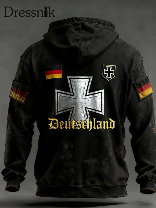 Herren Vintage Deutsche Flagge Kunstdruck Hoodie A / S