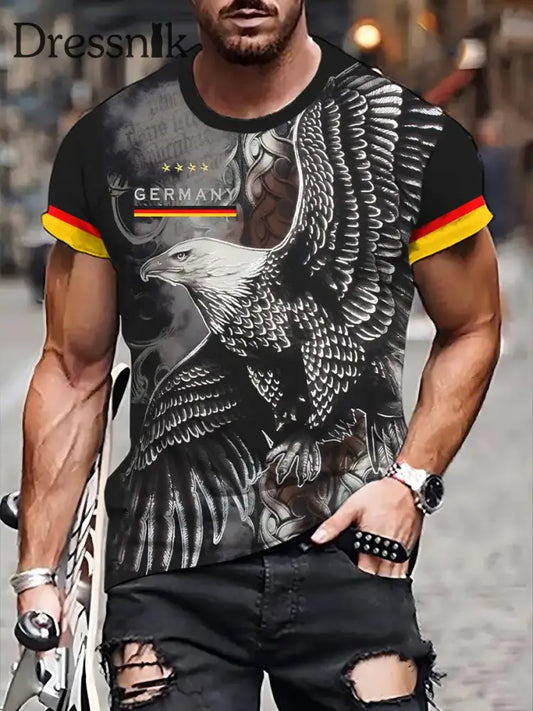 Herren Vintage Deutsches Kunstdruck Kurzarm T-Shirt A / S