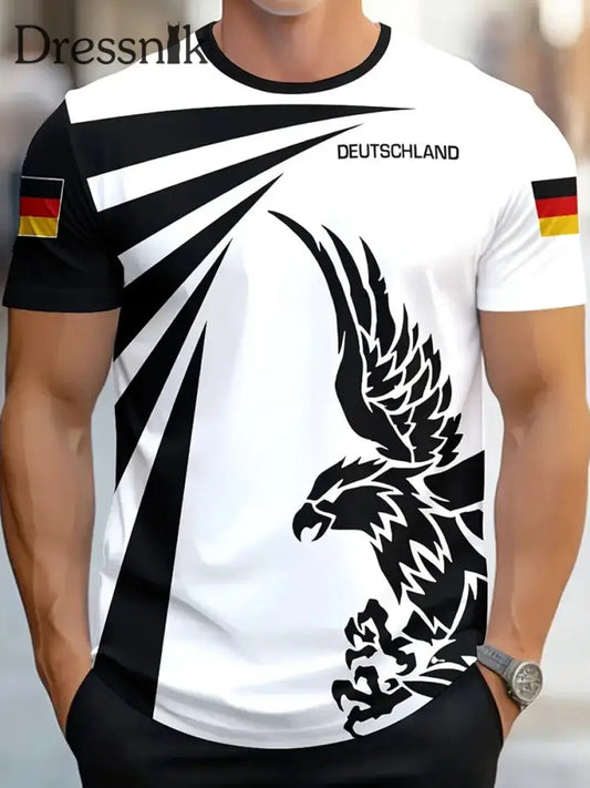 Herren Vintage Deutsches Kunstdruck Kurzarm T-Shirt A / S