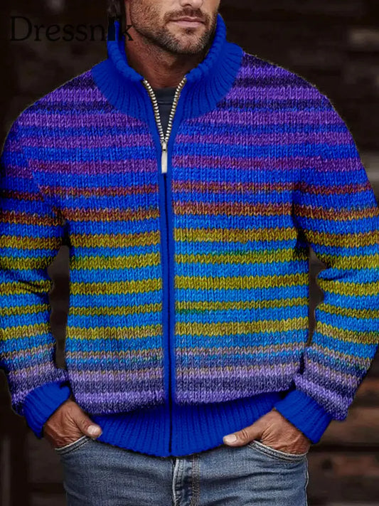 Herren Vintage Gradienten farbe Gemütliche Strickjacke als bild / S