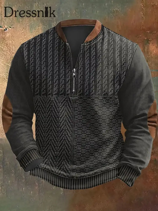 Herren Vintage Kabel muster Print Casual Reiß verschluss Sweatshirt Bild 1 / S