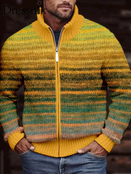 Herren Vintage Kontrast farbe Gemütliche Strickjacke als bild / S