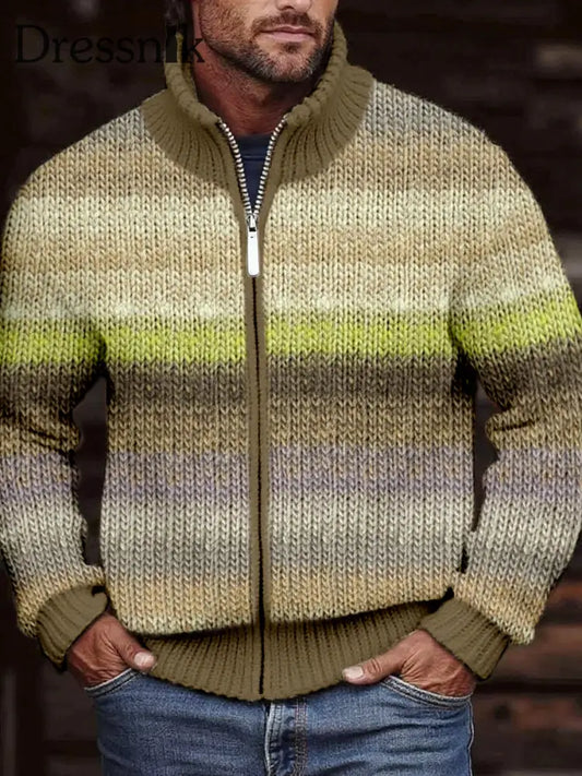 Herren Vintage Kontrast farbe Gemütliche Strickjacke als bild / S