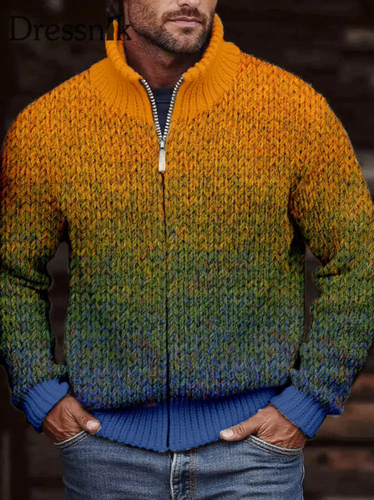 Herren Vintage Kontrast farbe Gemütliche Strickjacke als bild / S
