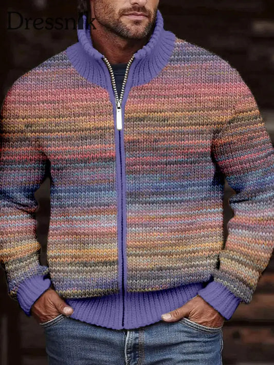 Herren Vintage Kontrast farbe Gemütliche Strickjacke als bild / S