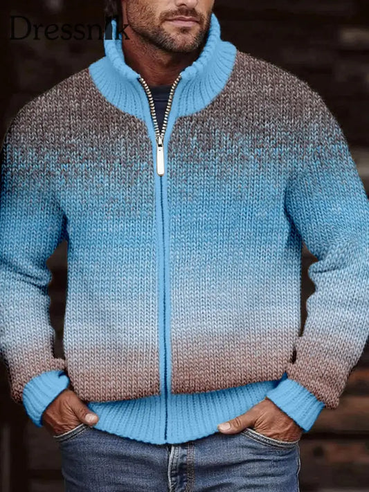 Herren Vintage Kontrast farbe Gemütliche Strickjacke als bild / S